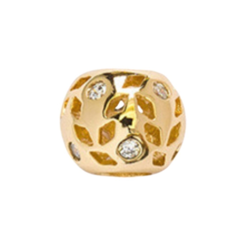 Gold Plated Brass Leaf Spacer Bead with CZ – 11x9mm